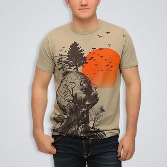 Gildan Junk Food The Hangover Alan Human Tree Graphic T-Shirt Beige Men's Large - Picture 1 of 9